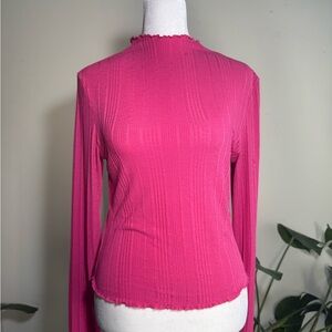 Divided Fuchsia Ribbed Long Sleeve Top